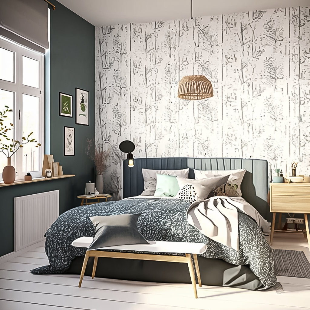 chambre scandinave papier peint